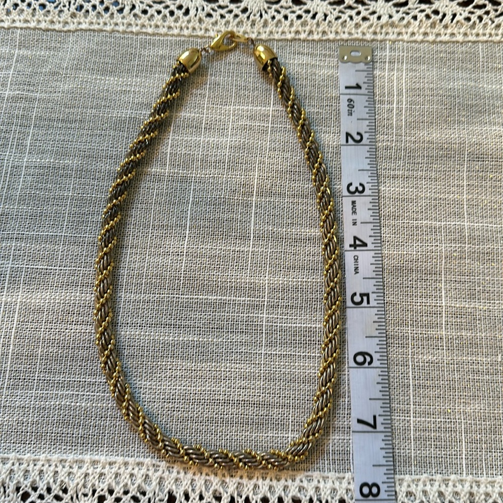 Gold & silver toned braided 18 inch necklace.